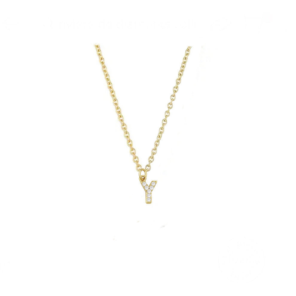 COLLAR INICIAL ZIRCONIAS DORADO