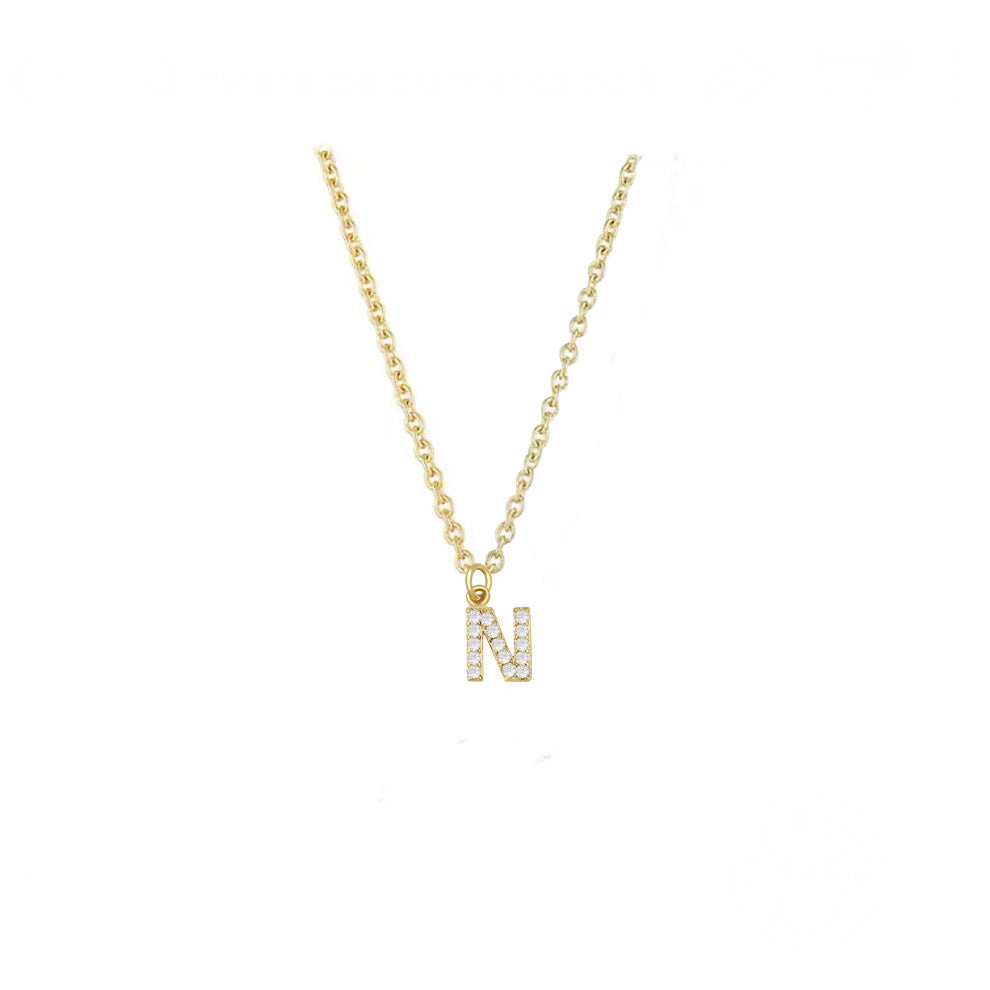 COLLAR INICIAL ZIRCONIAS DORADO