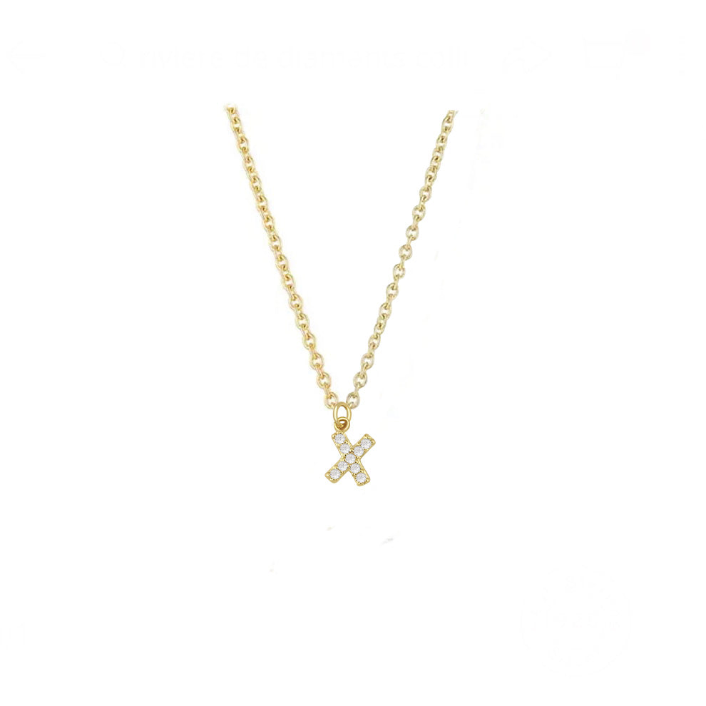 COLLAR INICIAL ZIRCONIAS DORADO
