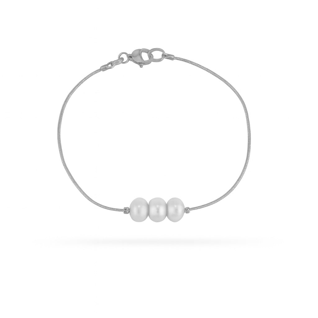 PULSERA TRES PERLAS ACERO