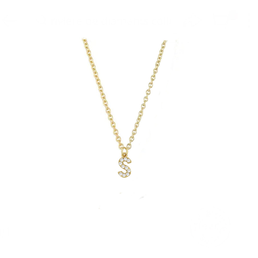 COLLAR INICIAL ZIRCONIAS DORADO