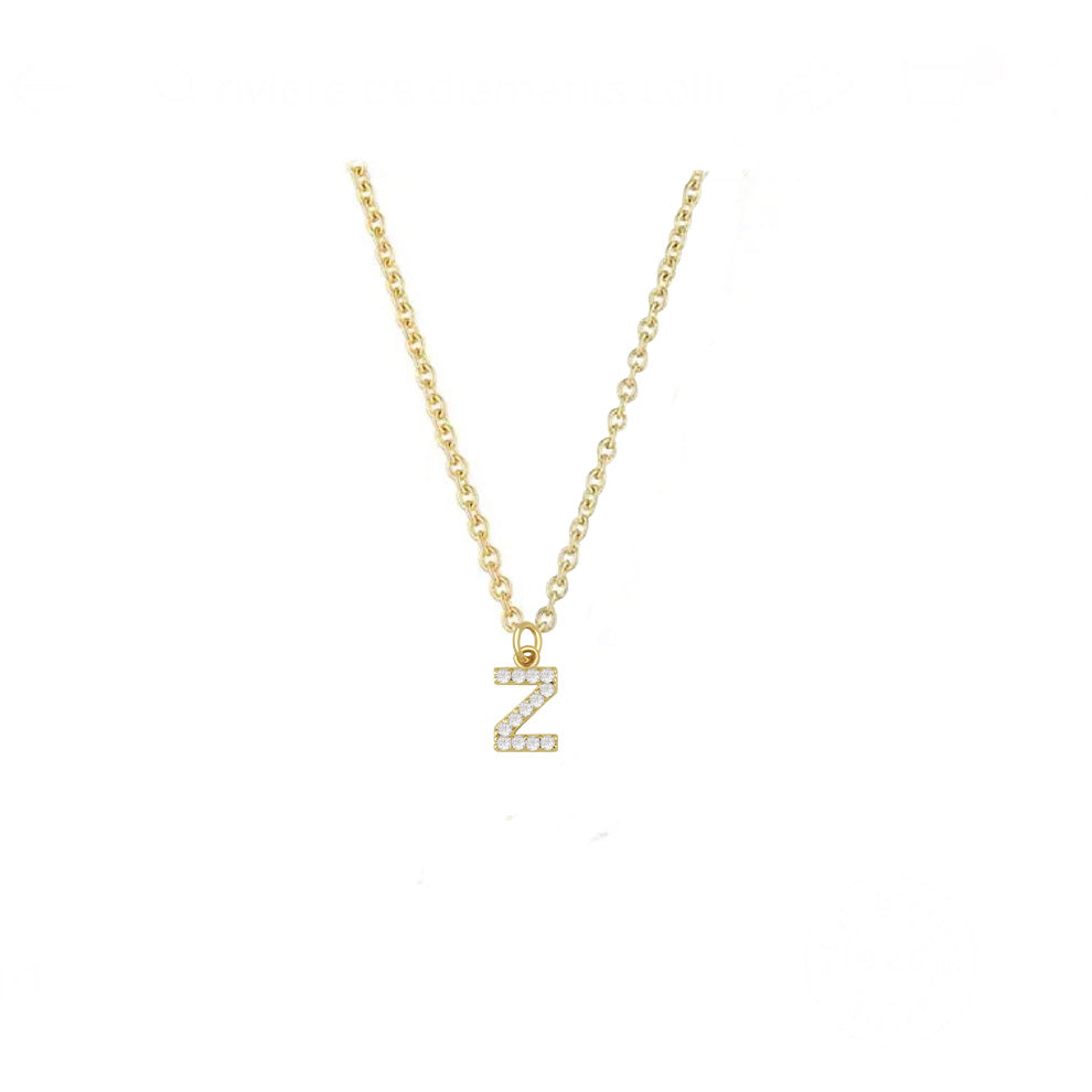 COLLAR INICIAL ZIRCONIAS DORADO