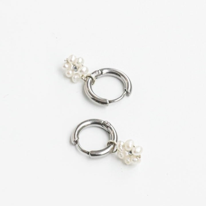 MINI HOOPS BLOOM BLANC PLATEADOS