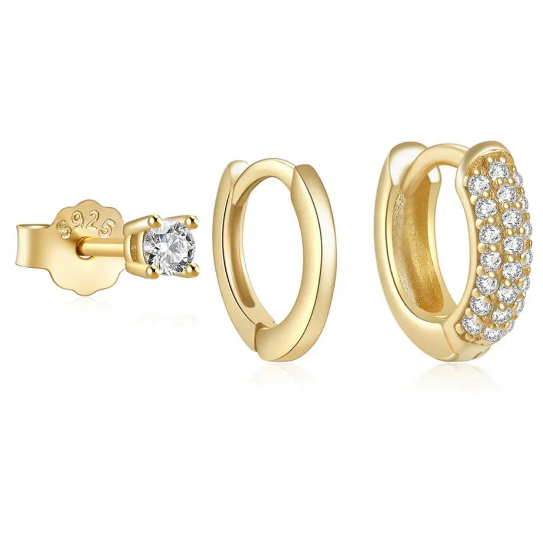 COMBO HOOP ZIRCONIAS DORADO