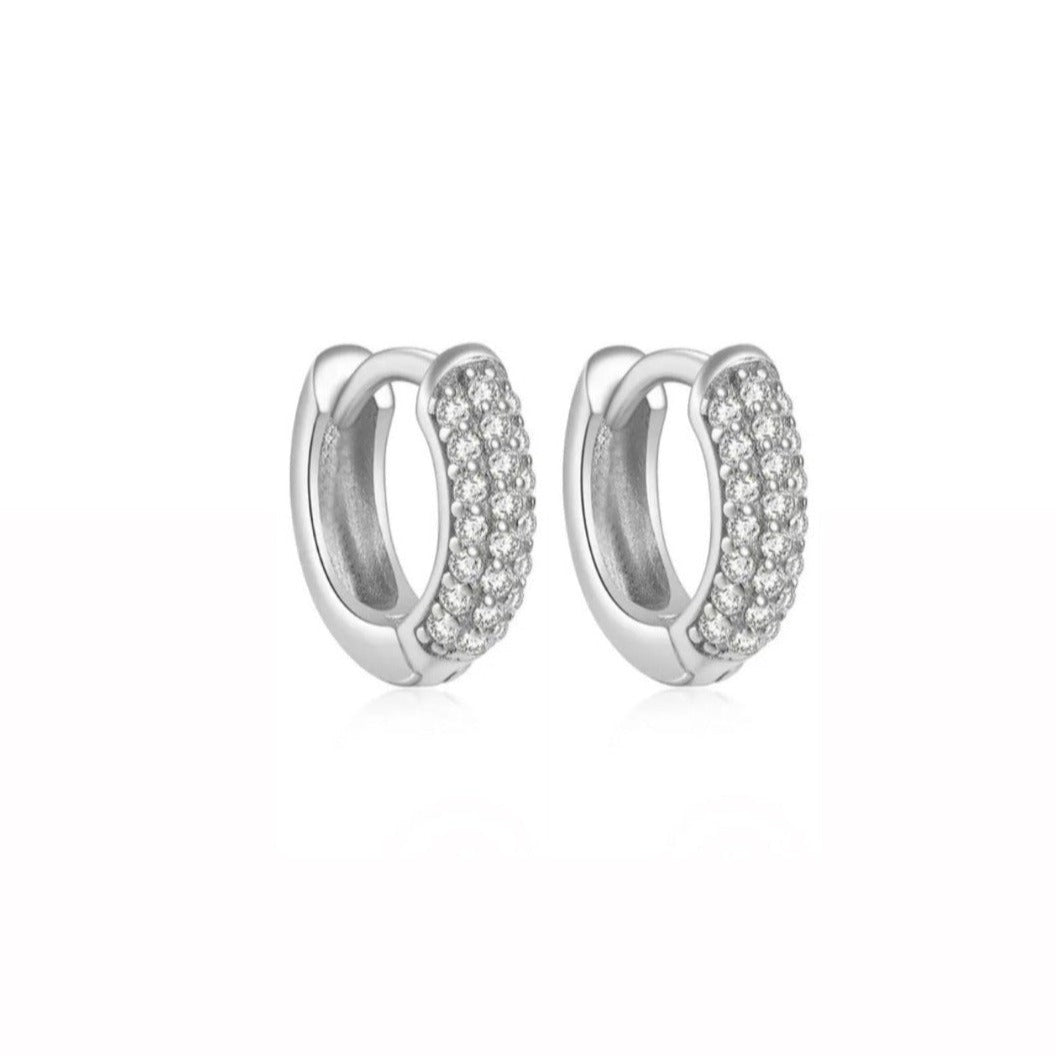 COMBO HOOP ZIRCONIAS PLATEADO