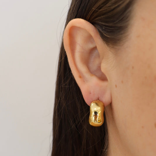 ARETES ACERO DORADO CHUNKY