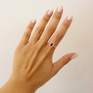 ANILLO PLATA PIEDRA ROJA