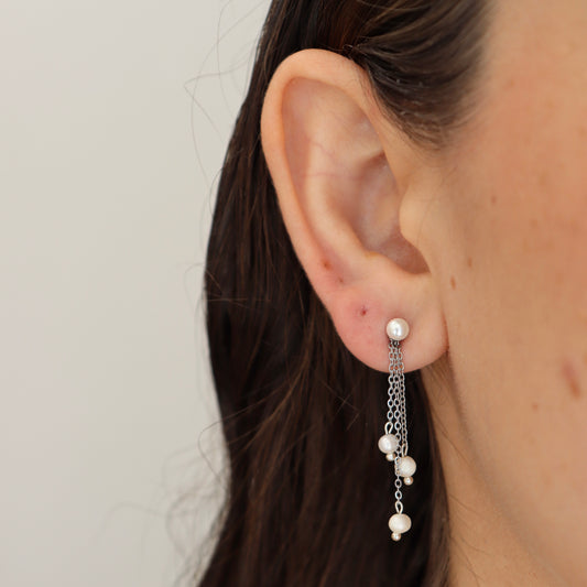 ARETES PERLAS COLGANTES