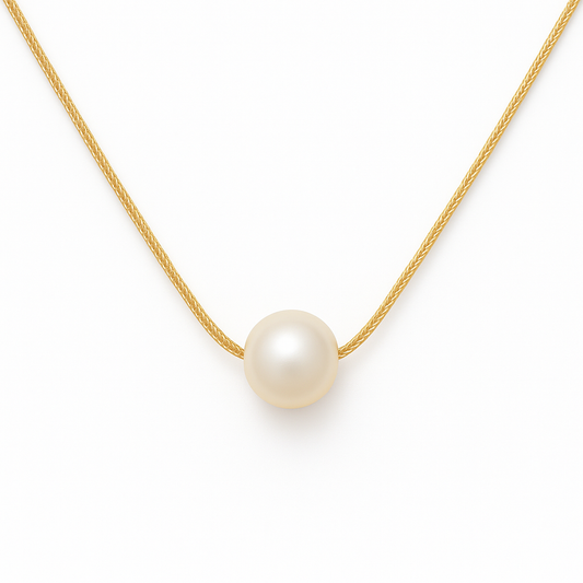 COLLAR PERLA PERFORADA DORADA