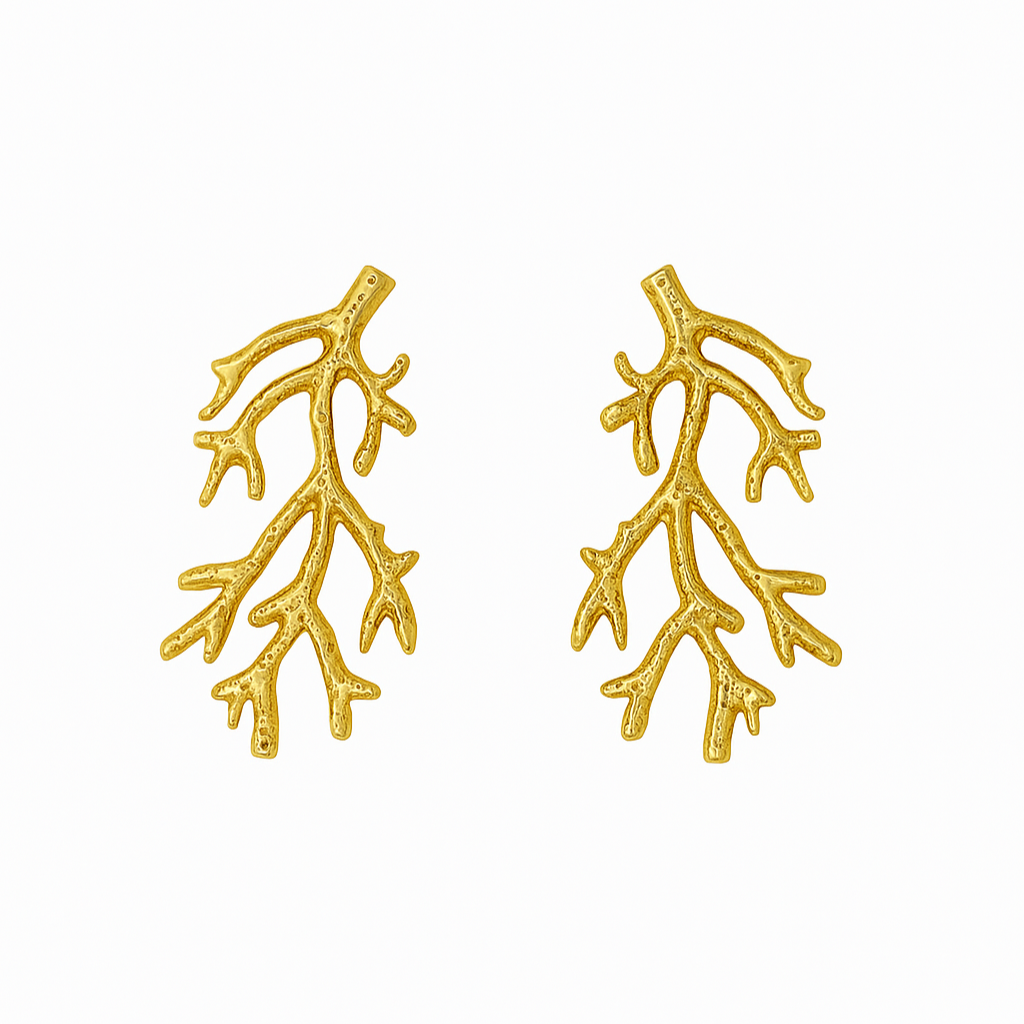 ARETES ACERO DORADO CORAL