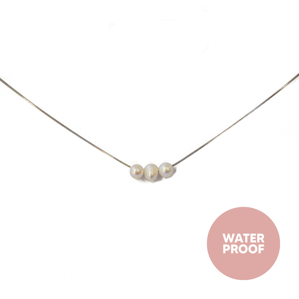 COLLAR TRES PERLAS PLATEADO