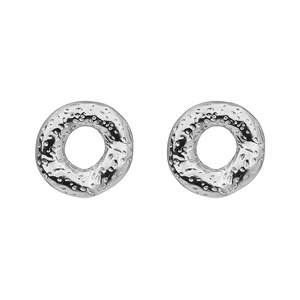 ARETES ACERO PLATEADO CIRCULO CON TEXTURA