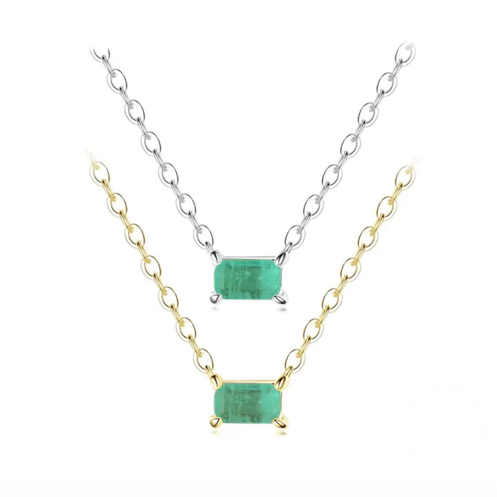 COLLAR PLATA TURMALINA RECTANGULAR