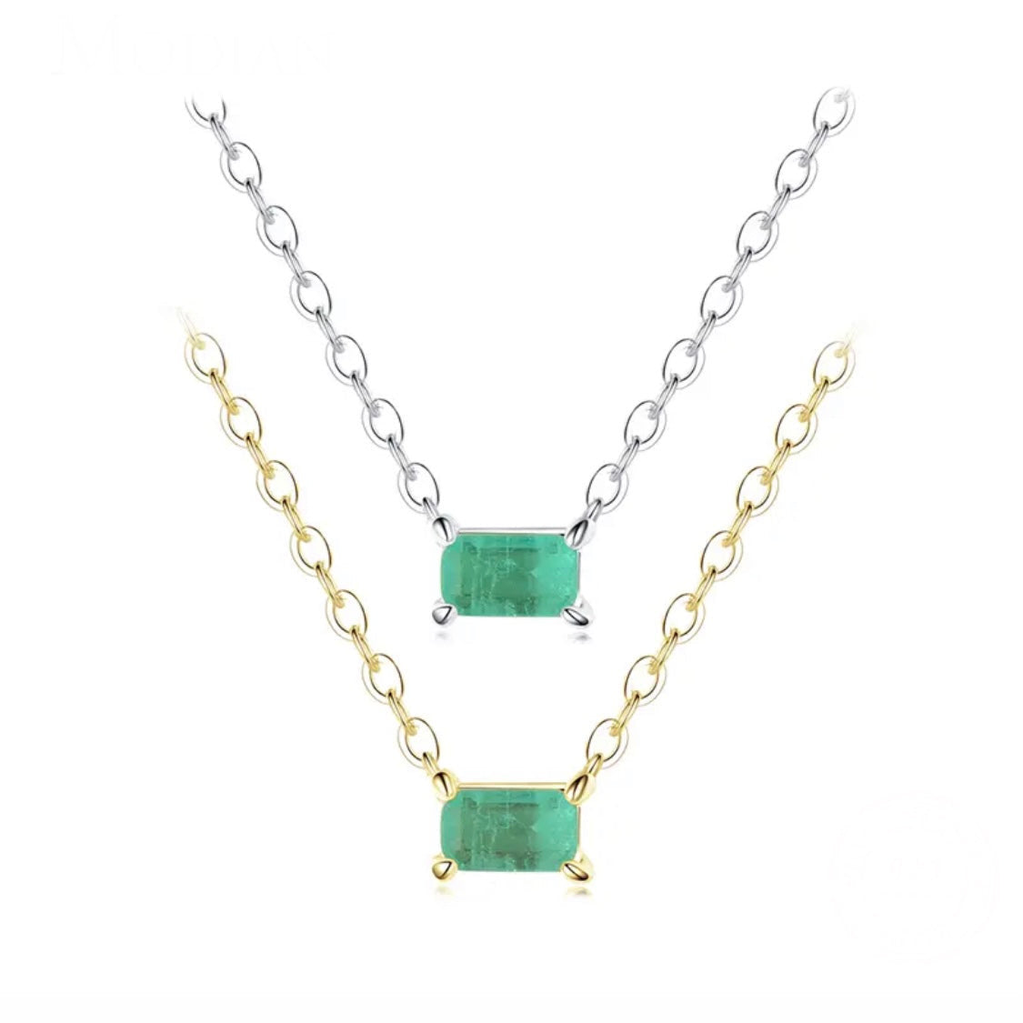 COLLAR PLATA TURMALINA RECTANGULAR