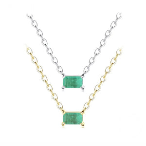 COLLAR PLATA TURMALINA RECTANGULAR