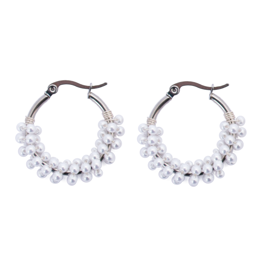 ARRACADAS PLATEADAS CON PERLAS JAPONESA BLANCA