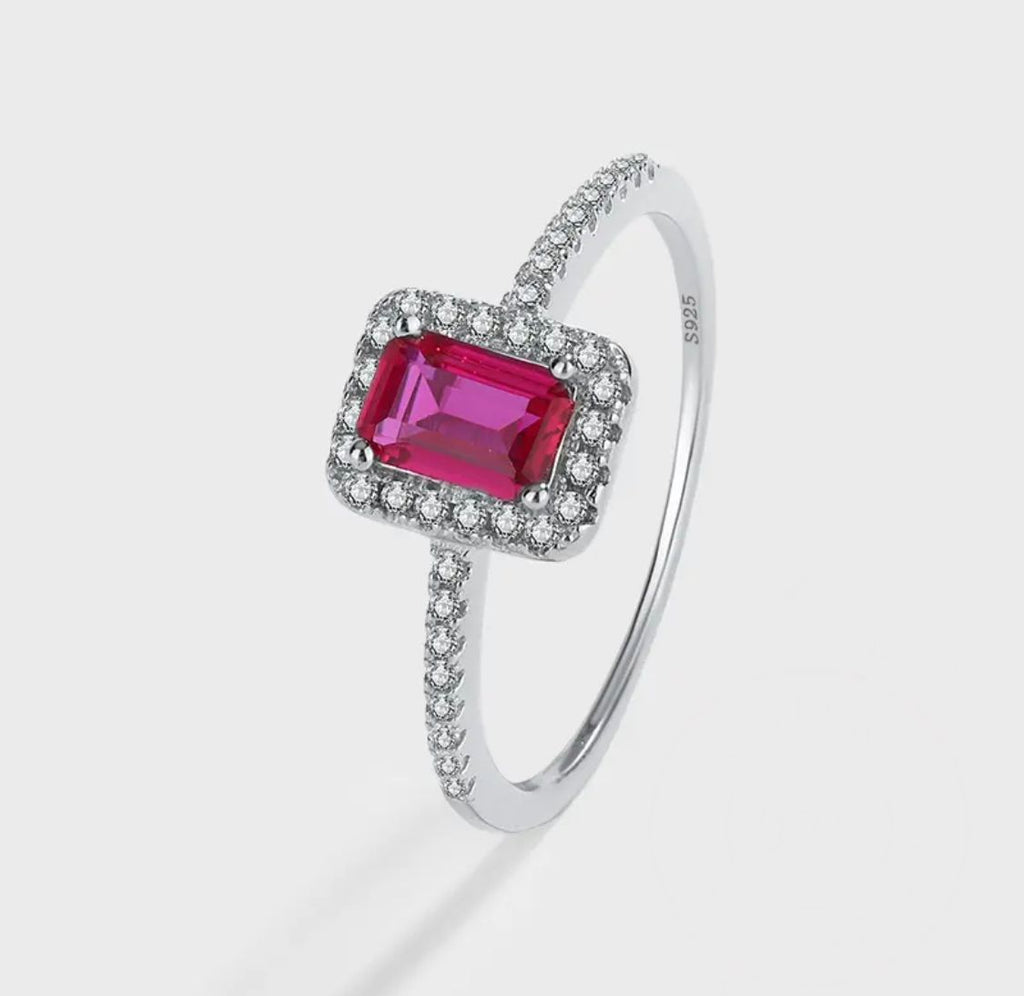 ANILLO PLATA PIEDRA ROJA