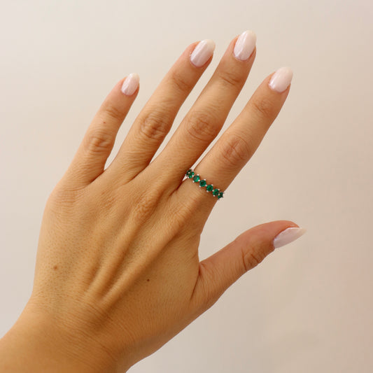 ANILLO PLATA ZIRCONIAS VERDES
