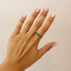 ANILLO PLATA ZIRCONIAS VERDES