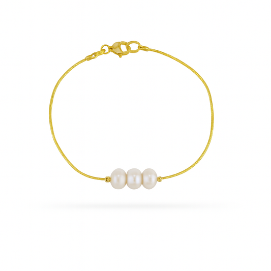 PULSERA TRES PERLAS ACERO