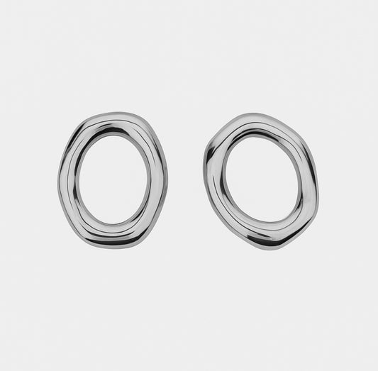 ARETES ACERO PLATEADOS CIRCULO IRREGULAR