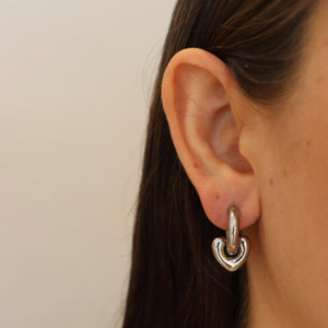 ARETES ACERO PLATEADO CORAZÓN