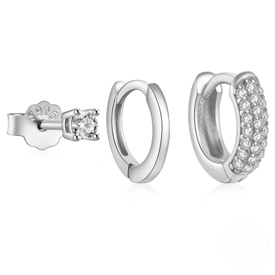 COMBO HOOP ZIRCONIAS PLATEADO