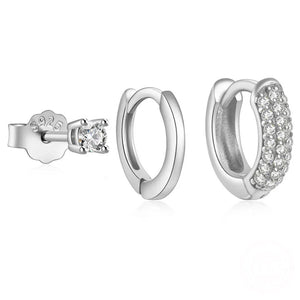 COMBO HOOPS ZIRCONIAS PLATEADO