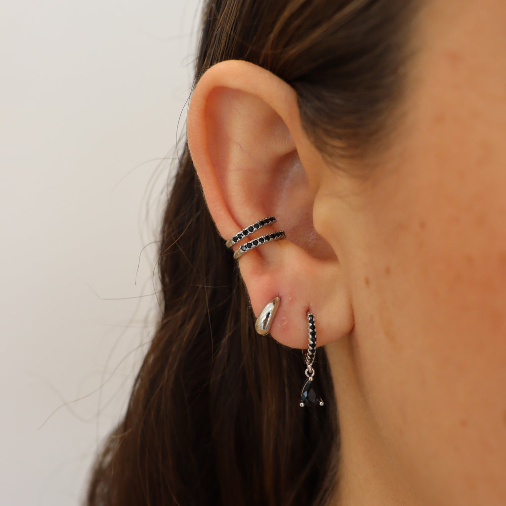 EARCUFF ZIRCONIAS NEGRO