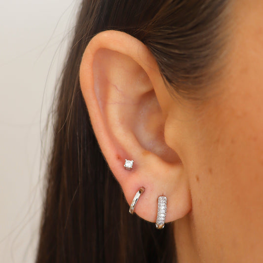COMBO HOOPS ZIRCONIAS PLATEADO