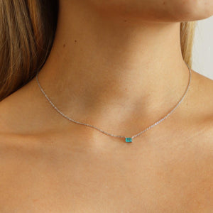 COLLAR PLATA TURMALINA RECTANGULAR