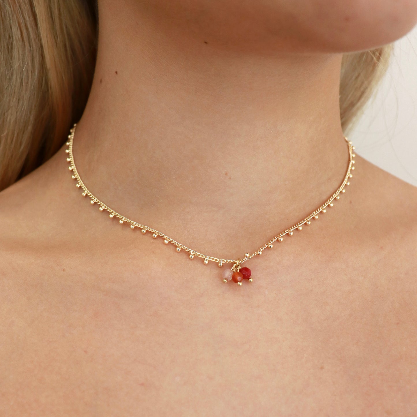 COLLAR SUMMER DOTS ROUGE