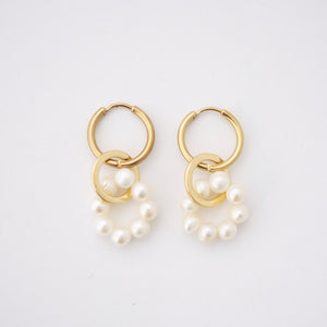 CHUNKY HOOPS DOBLE WHITE & GOLD