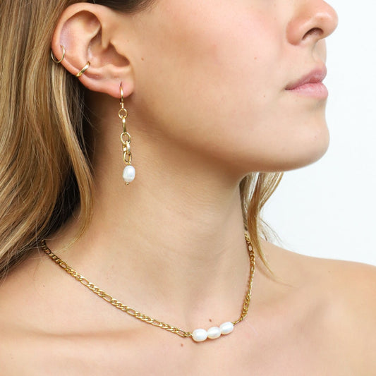 CHOKER ESLABONES CON PERLAS DORADO