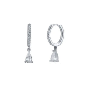 HUGGIES PLATA ZIRCONIA GOTA COLGANTE PLATEADAS
