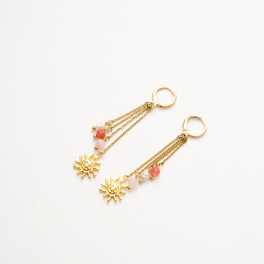 ARETES SOL CADENA TRIPLE