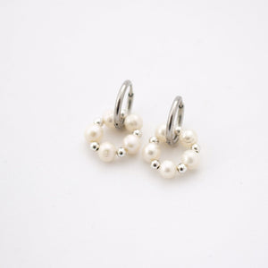 CHUNKY HOOPS SILVER & PEARLS