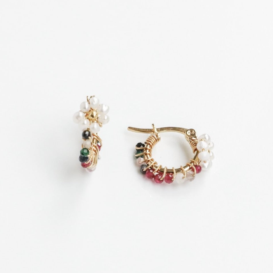 ARRACADAS MINI BLOOM BLANC + COULEURS