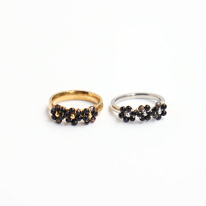 ANILLO BLOOM NOIR 3 FLEURS